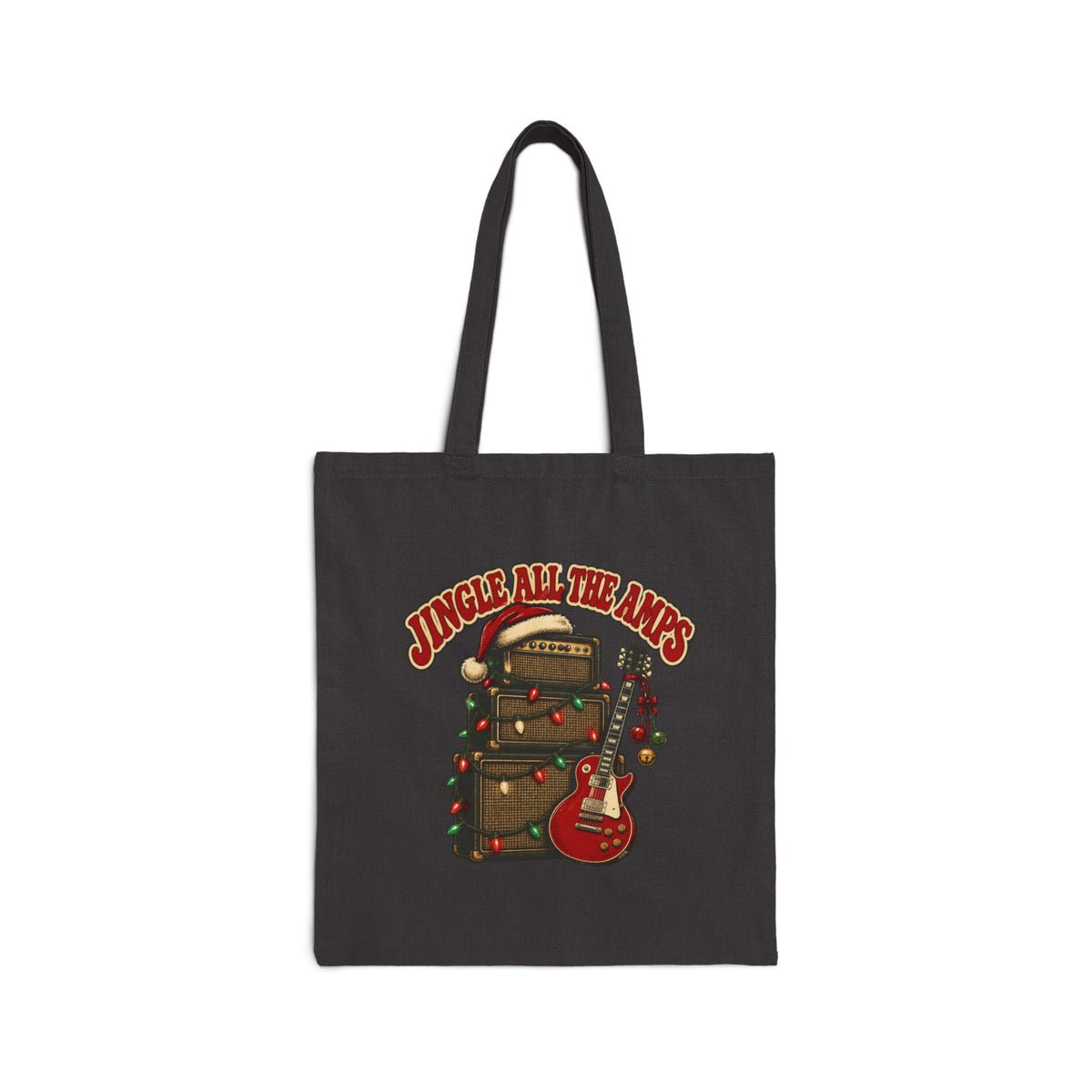 Jingle All the Amps Tote Bag, Rock and Roll Christmas Canvas Tote, Guitar Amp Christmas Bag, Guitar Player Gift, Music Tote