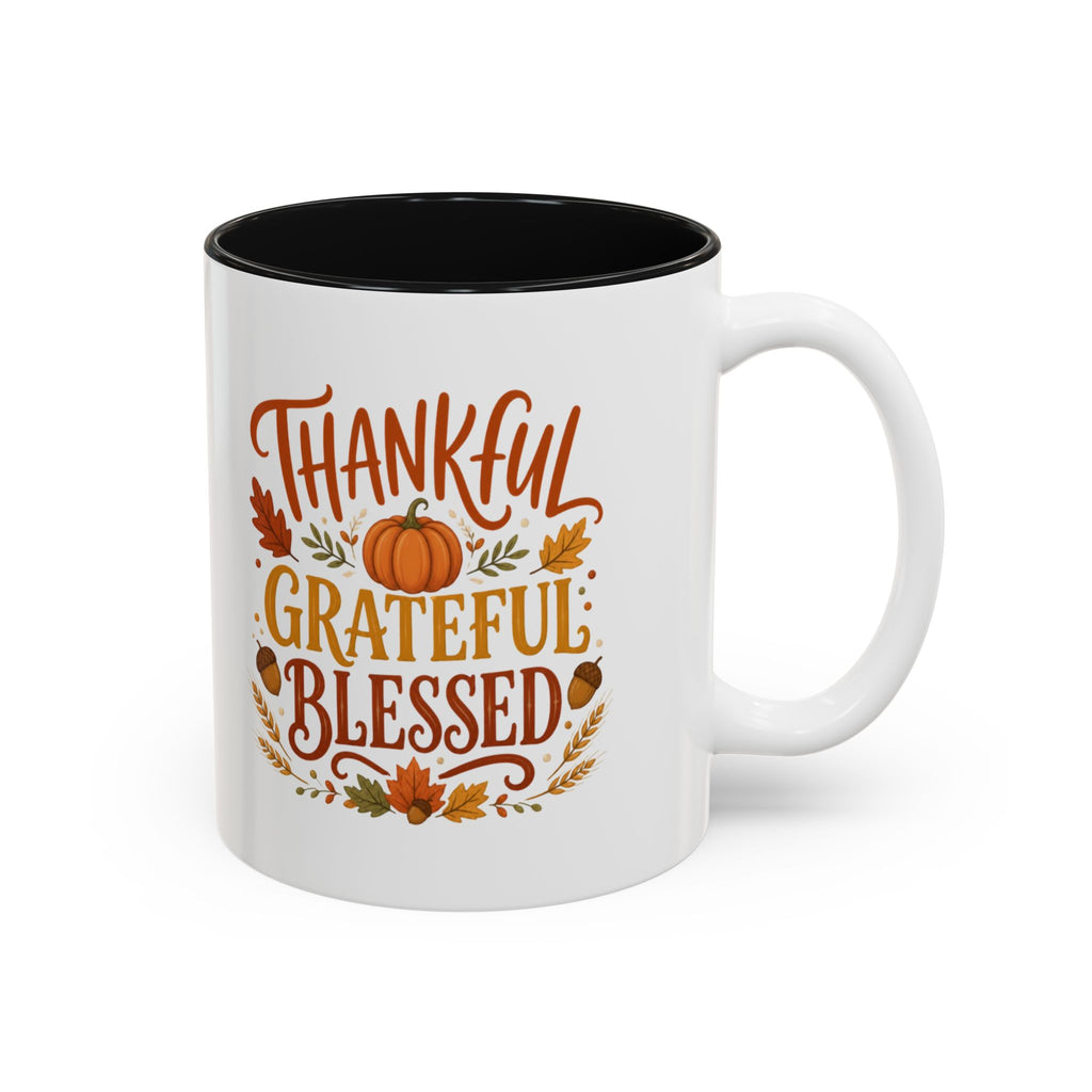 Thankful Grateful Blessed Mug, Thanksgiving Coffee Mug, Fall Pumpkin Cup, Autumn Leaves Mug, Hostess Gift, Thanksgiving Gift