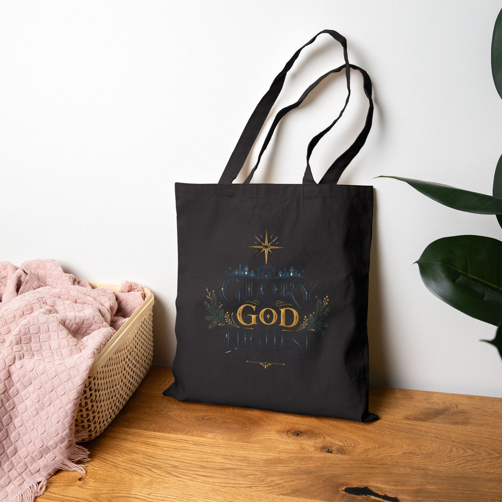 Glory to God in the Highest Tote Bag, Luke 2:14 Christmas Canvas Tote, Christian Christmas Bag, Bible Verse Tote, Church Gift