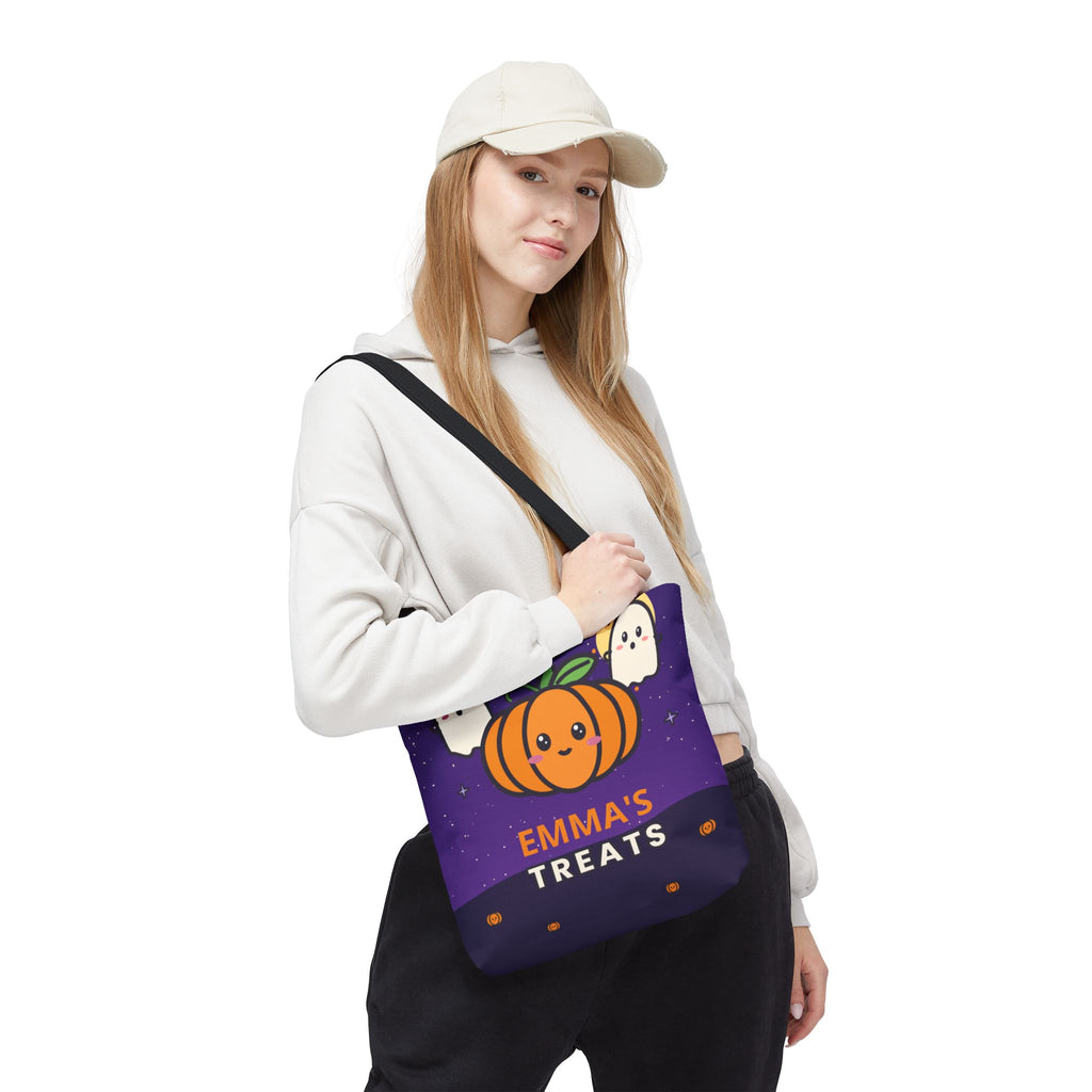 Personalized Trick or Treat Bag, Kids Halloween Tote With Name, Custom Candy Bag, Cute Pumpkin Ghost Treat Bag, Halloween Basket for Kids