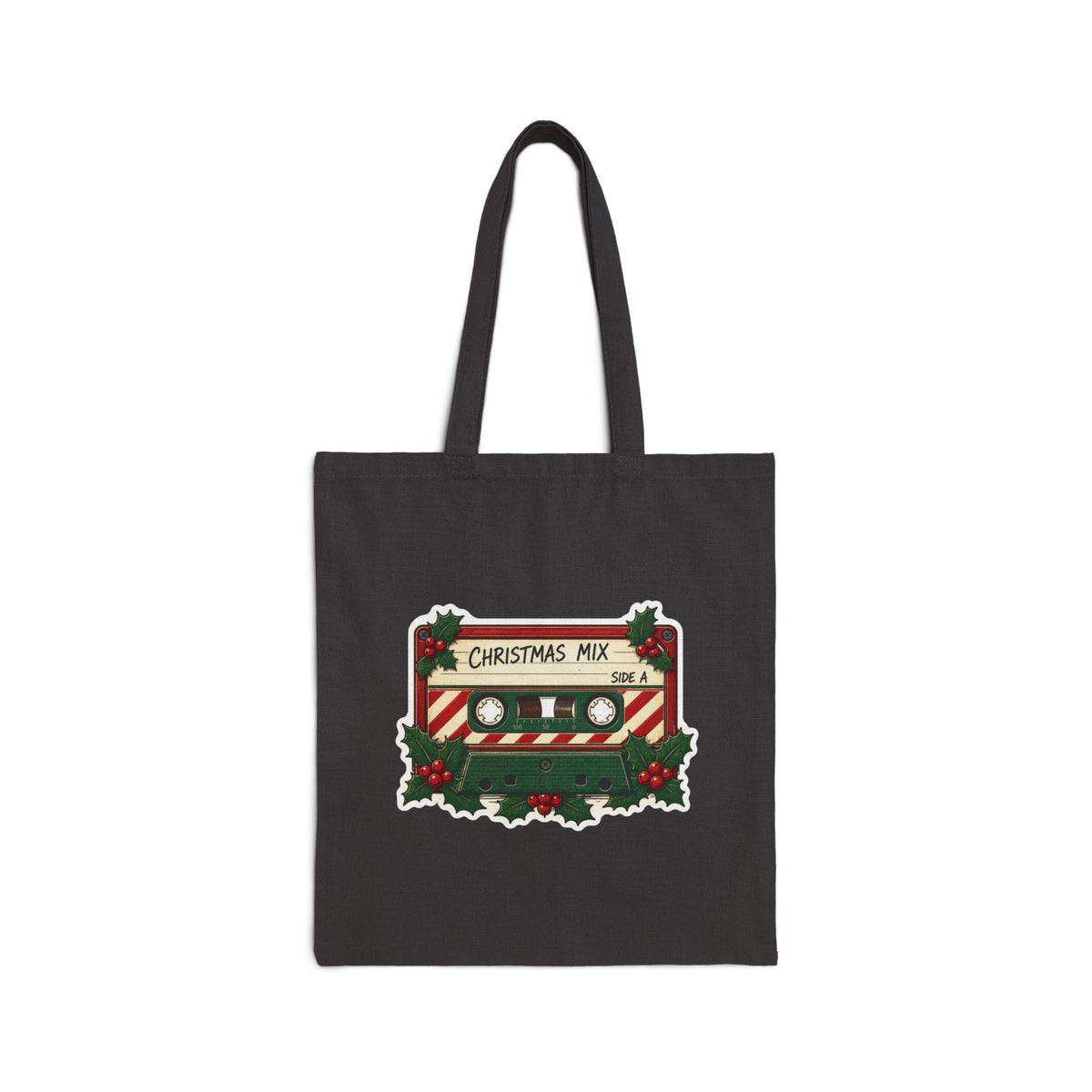 Christmas Mix Cassette Tote Bag, Retro Christmas Canvas Tote, 80s 90s Mixtape Bag, Vintage Music Gift, Holiday Shopping Tote