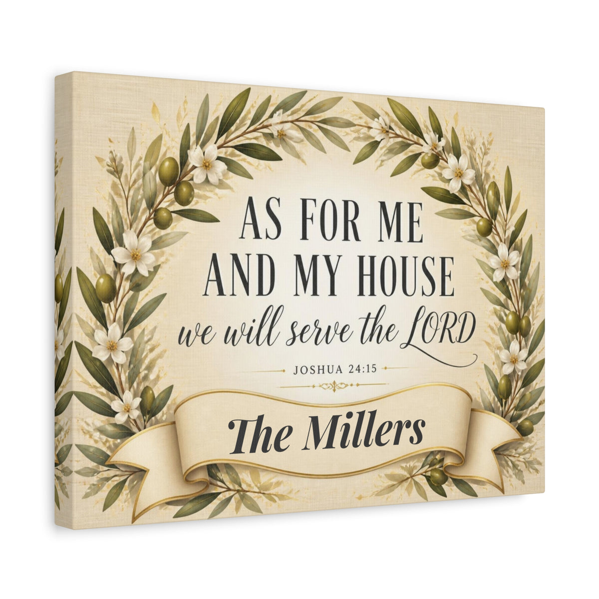 Personalized As For Me and My House Canvas, Joshua 24:15 KJV Wall Art, Family Name Sign, Christian Home Decor, Wedding Housewarming Gift