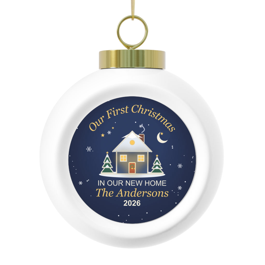 Winter Night New Home Personalized Premium Ball Ornament