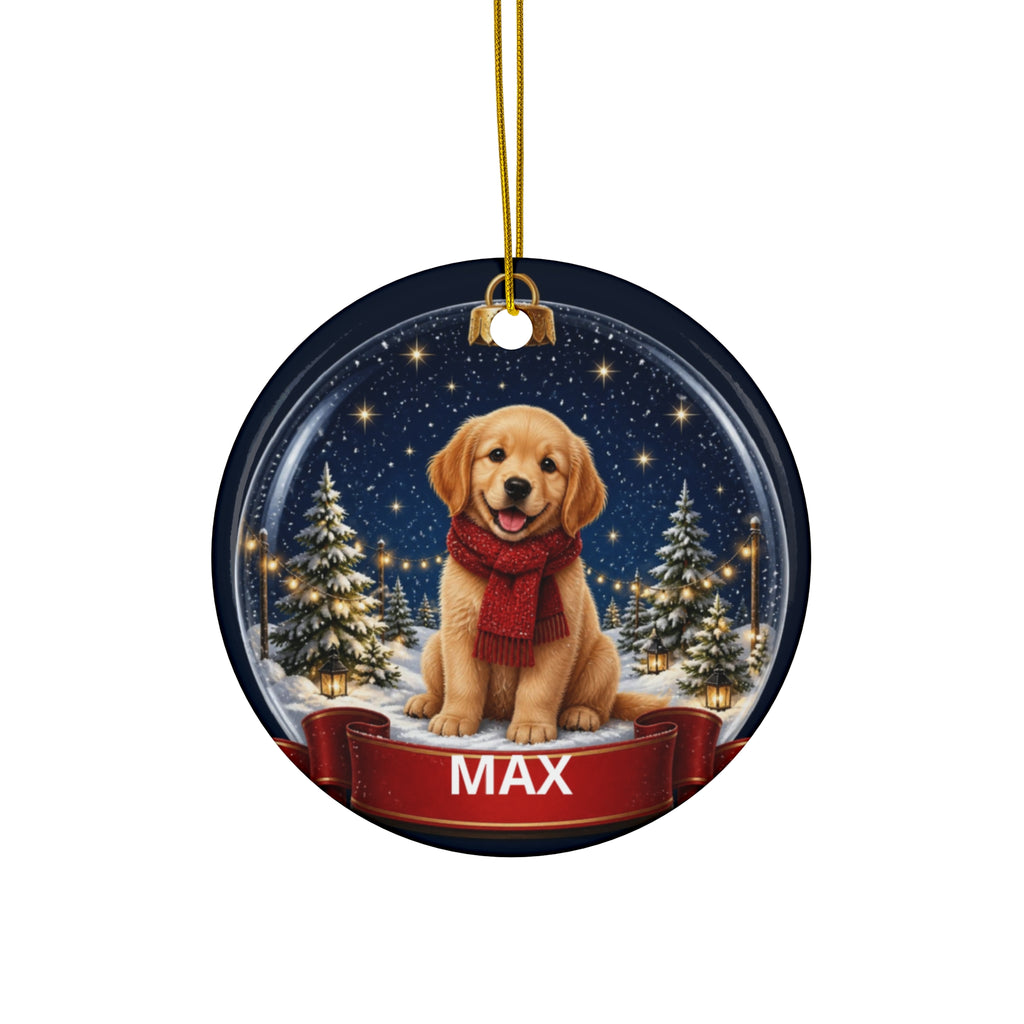 Personalized Dog Christmas Ornament, Custom Pet Name Ornament, Golden Retriever Snow Globe, Puppy Ornament 2026, Dog Lover Gift