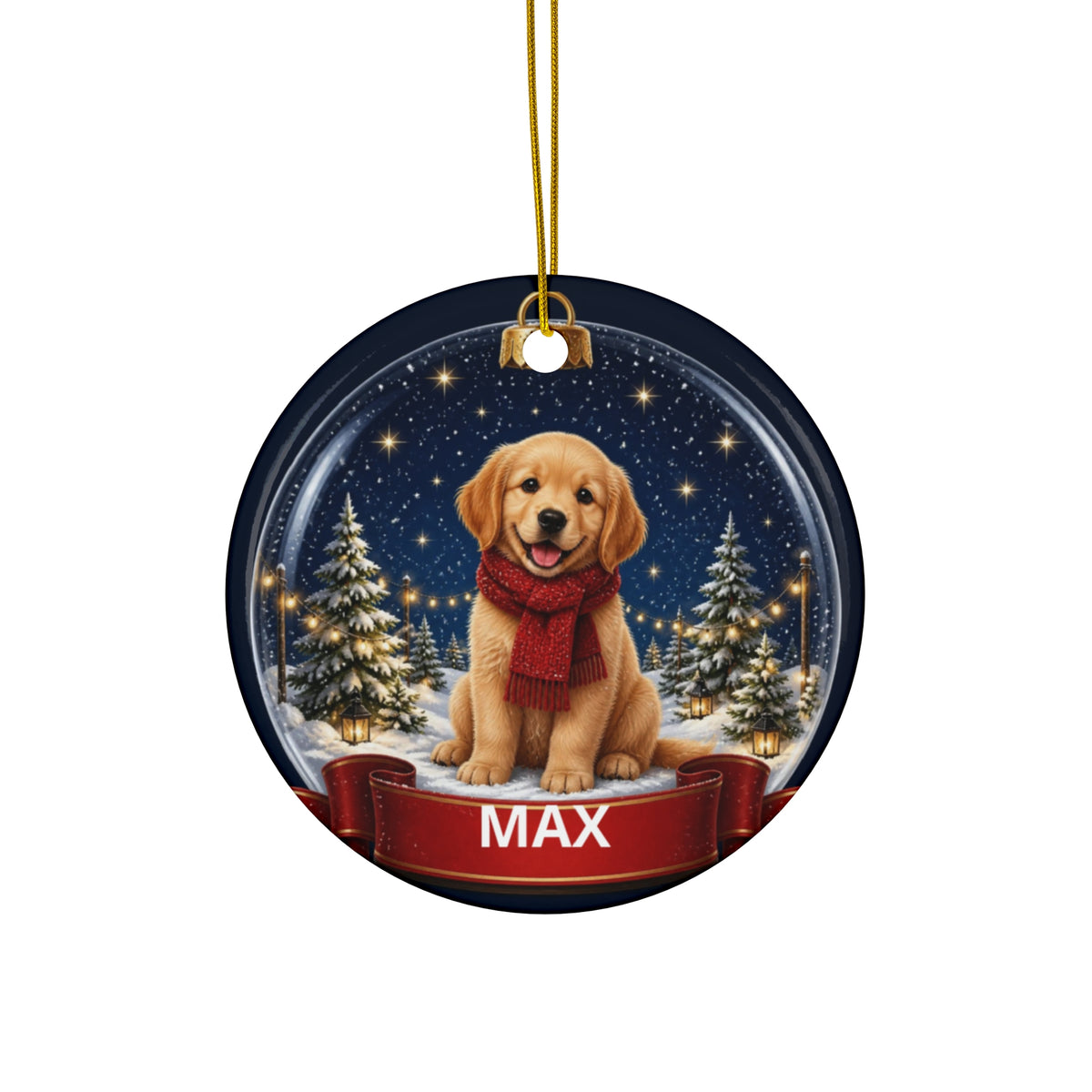 Personalized Dog Christmas Ornament, Custom Pet Name Ornament, Golden Retriever Snow Globe, Puppy Ornament 2026, Dog Lover Gift