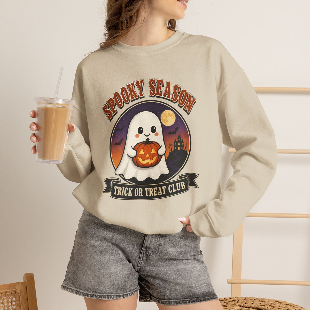 Spooky Season Sweatshirt, Vintage Ghost Halloween Crewneck, Retro Trick or Treat Club Shirt, Cute Halloween Sweater, Fall Gift for Her