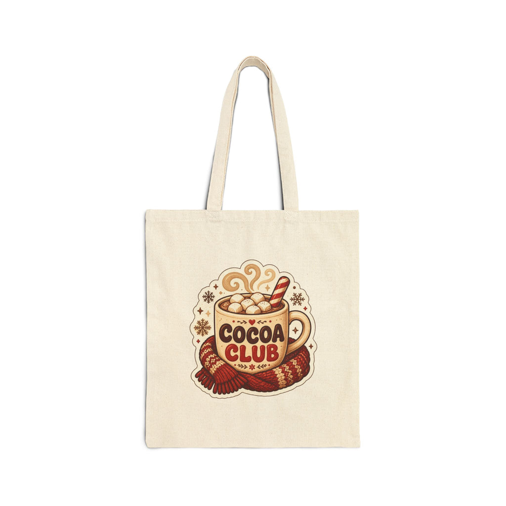 Cocoa Club Tote Bag, Hot Chocolate Christmas Canvas Tote, Cute Hot Cocoa Bag, Winter Tote, Cozy Holiday Gift Bag