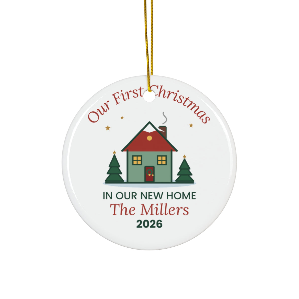 Personalized New Home Ornament - Classic Flat Ceramic