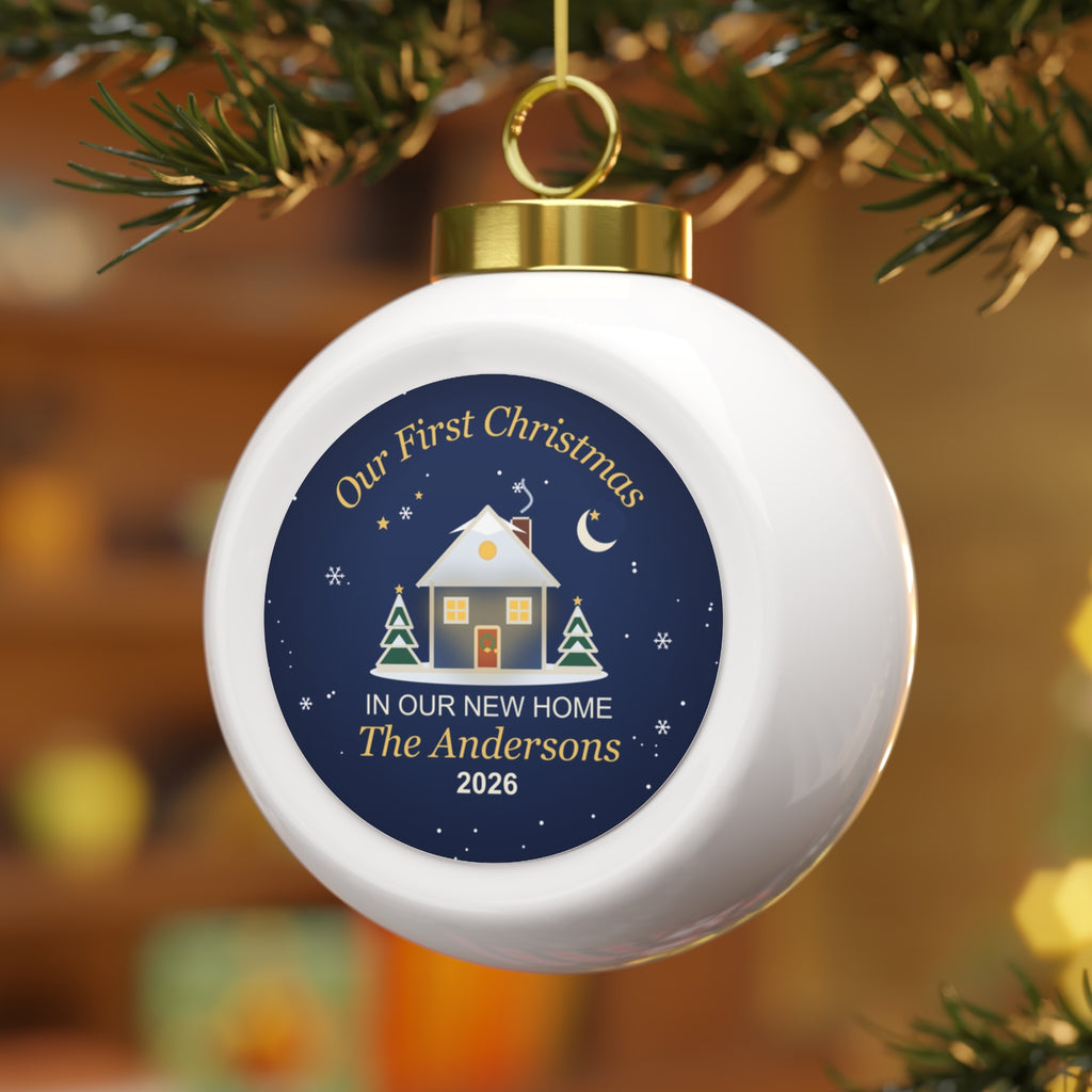 Winter Night New Home Personalized Premium Ball Ornament