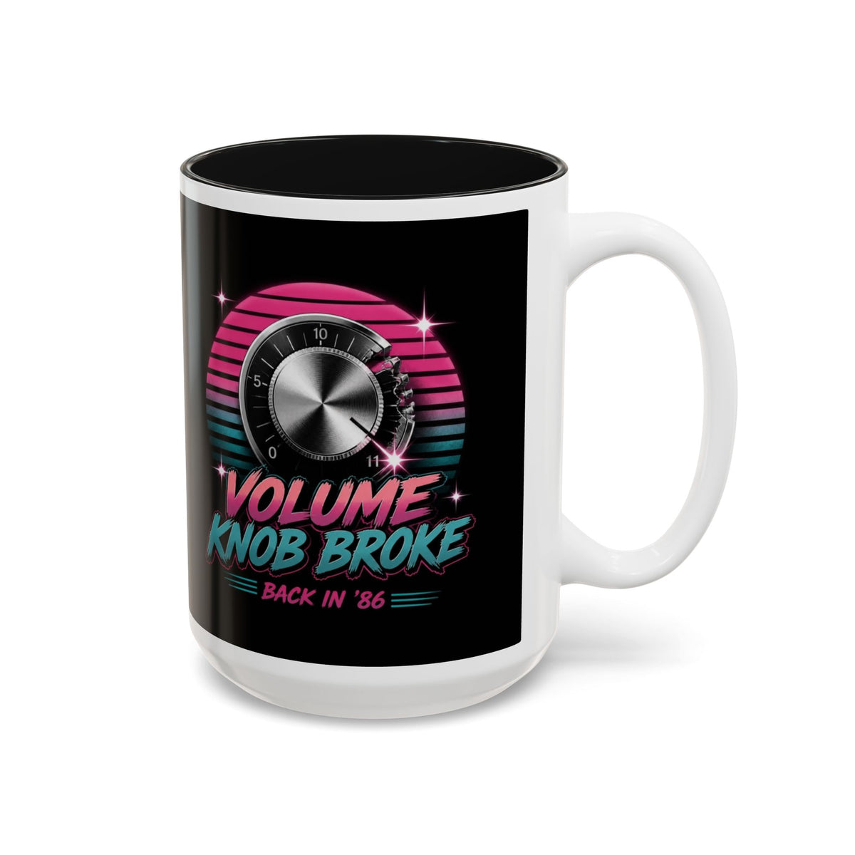 Volume Knob Broke Back in 86 Mug, Funny 80s Rock Coffee Mug, Retro Synthwave Cup, Guitar Amp Gift, Classic Rock Dad, Music Lover