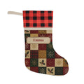 Personalized Christmas Stocking, Custom Name Stocking, Patchwork Quilt Stocking, Buffalo Plaid Cuff, Family Stockings, Kids Name Stocking