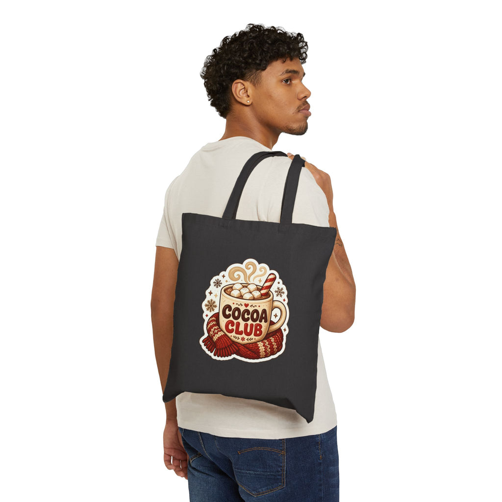 Cocoa Club Tote Bag, Hot Chocolate Christmas Canvas Tote, Cute Hot Cocoa Bag, Winter Tote, Cozy Holiday Gift Bag