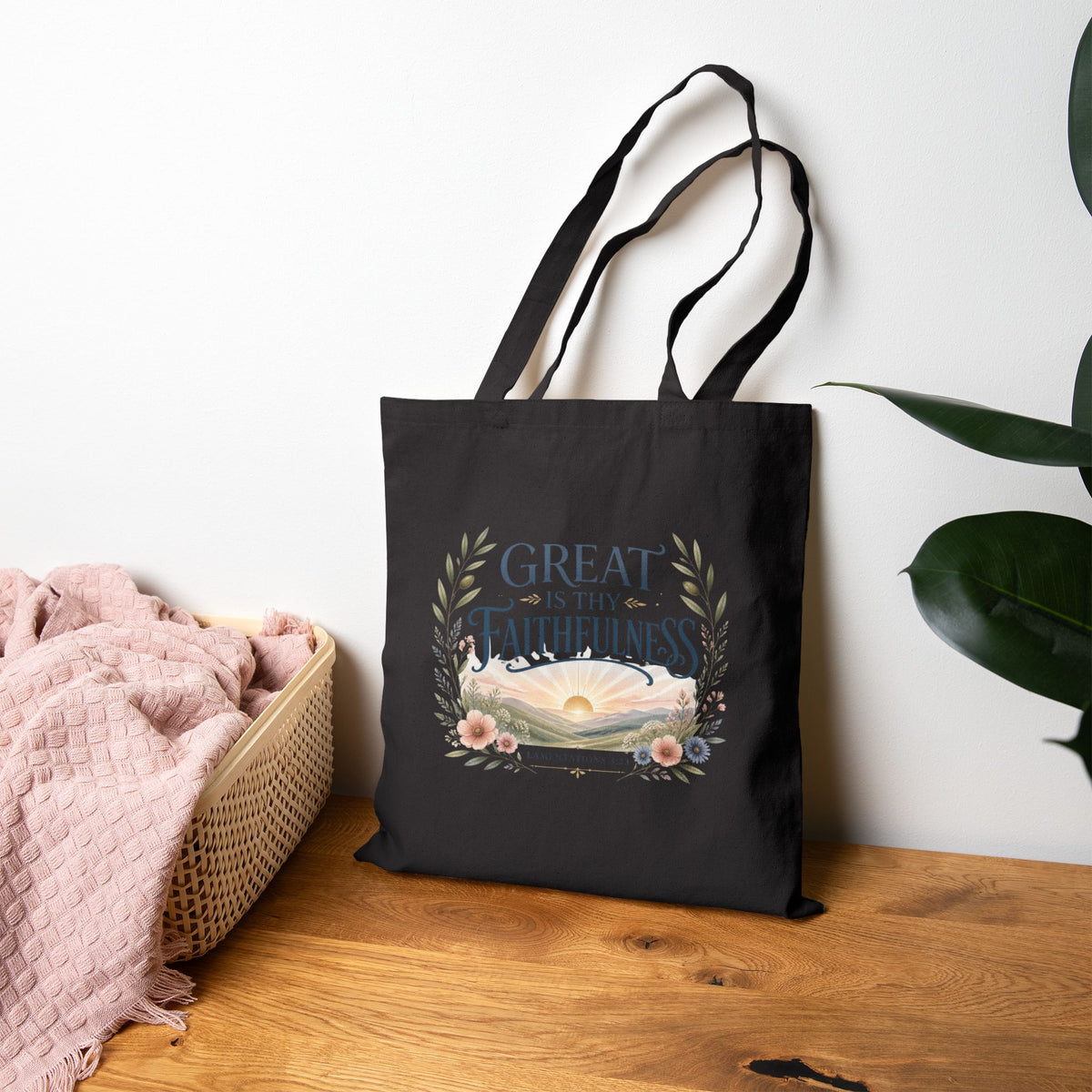 Great Is Thy Faithfulness Tote Bag, Lamentations 3:23 Canvas Tote, Bible Verse Bag, Christian Church Tote, Faith Gift