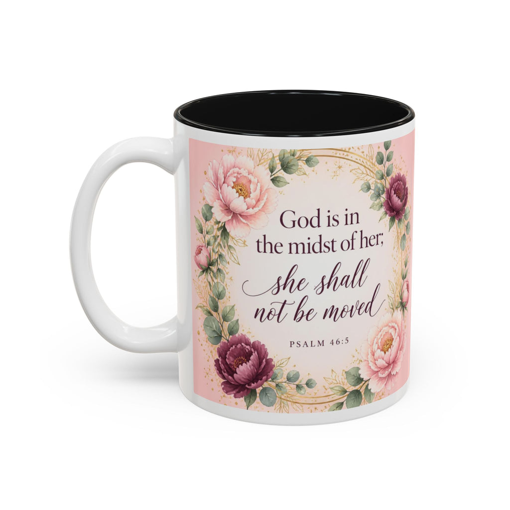 Psalm 46:5 Mug, God Is in the Midst of Her She Shall Not Be Moved, KJV Bible Verse Mug, Christian Gift for Her, Floral Faith Coffee Cup