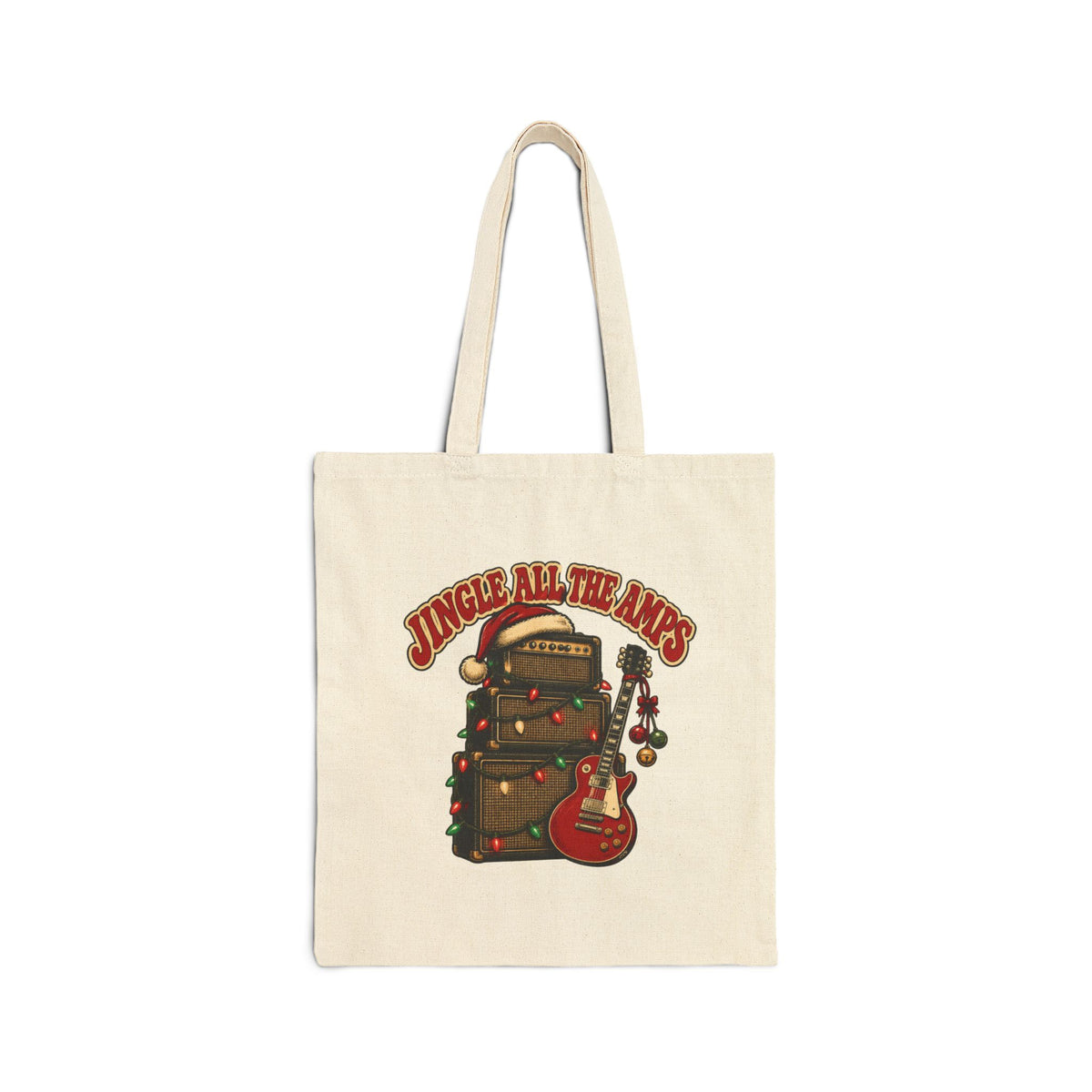 Jingle All the Amps Tote Bag, Rock and Roll Christmas Canvas Tote, Guitar Amp Christmas Bag, Guitar Player Gift, Music Tote