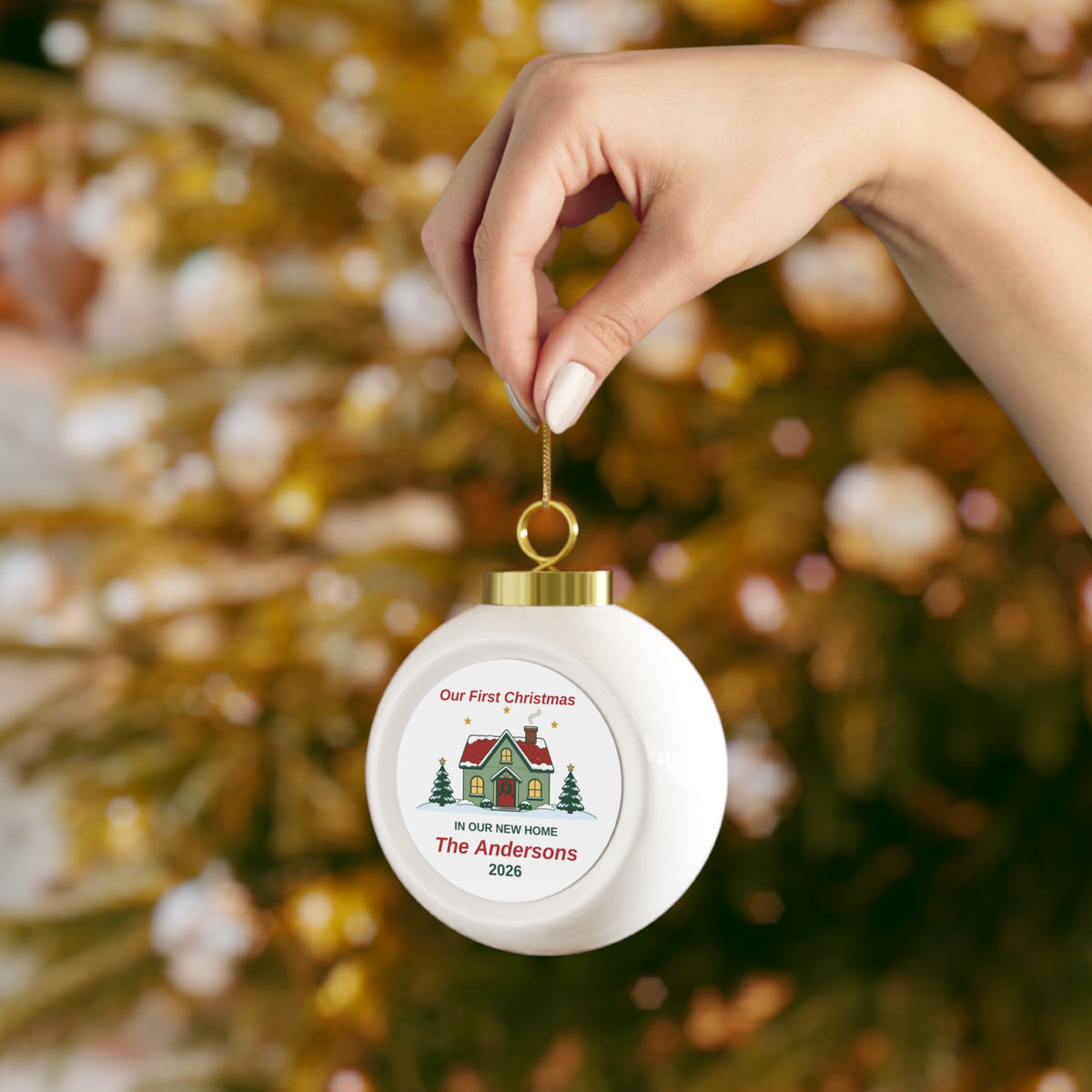 Classic House New Home Personalized Premium Ball Ornament