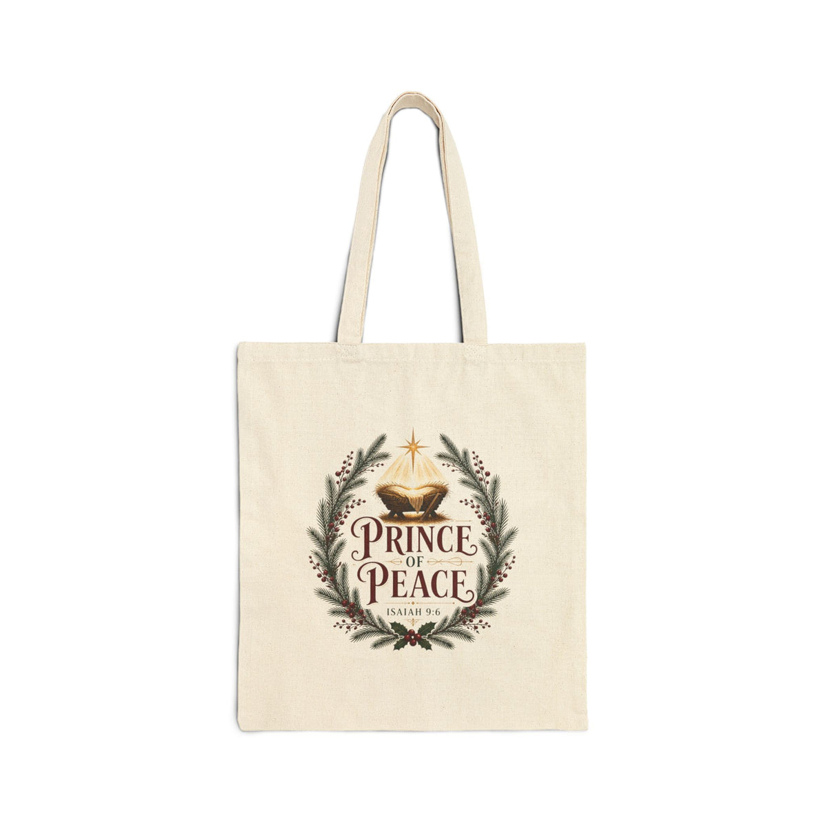 Prince of Peace Tote Bag, Isaiah 9:6 Christmas Canvas Tote, Nativity Manger Bag, Christian Christmas Gift, Church Tote