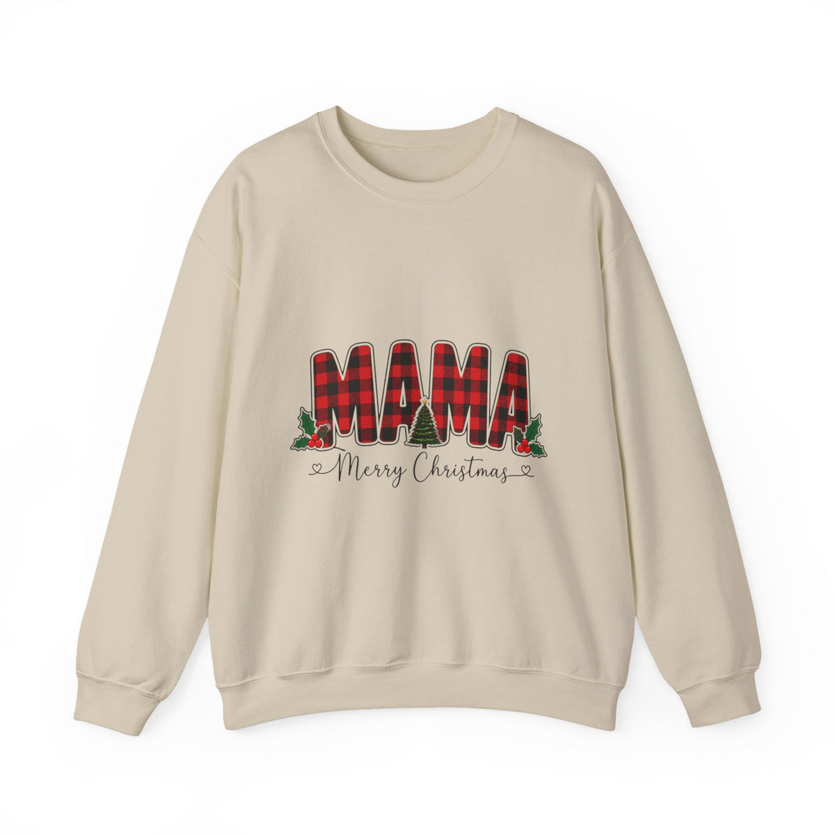 Mama Christmas Sweatshirt, Buffalo Plaid Mama Crewneck, Merry Christmas Mom Sweater, Red Plaid Holiday Shirt, Gift for Mom