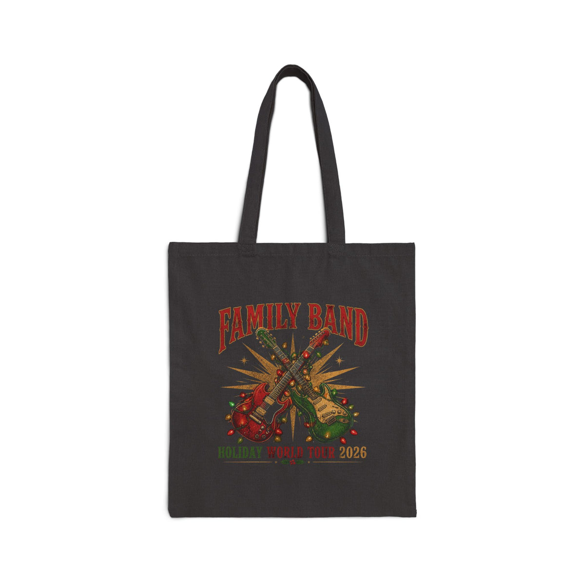 Family Band Holiday World Tour 2026 Tote Bag, Rock and Roll Christmas Canvas Tote, Guitar Christmas Bag, Music Lover Gift