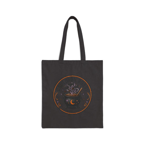 Cauldron Roast Tote Bag, Witch Coffee Halloween Canvas Tote, Witchy Coffee Lover Bag, Spooky Season Tote, Fall Market Bag