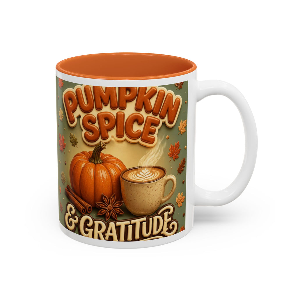 Pumpkin Spice and Gratitude Mug, Thanksgiving Coffee Mug, Fall Mug Gift, Autumn Coffee Cup, Pumpkin Spice Lover Gift, Hostess Gift