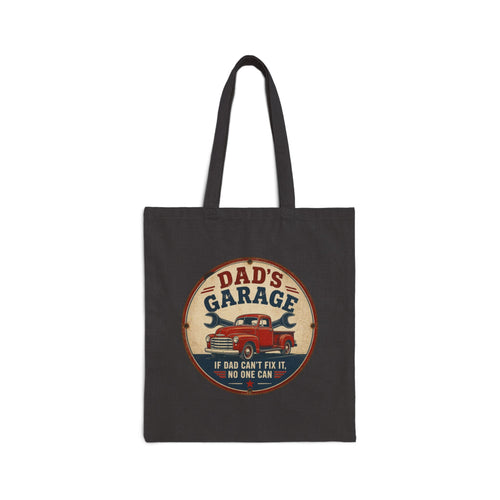 Dad's Garage Tote Bag, If Dad Can't Fix It No One Can Canvas Tote, Vintage Truck Bag, Funny Dad Gift, Mechanic Tool Tote