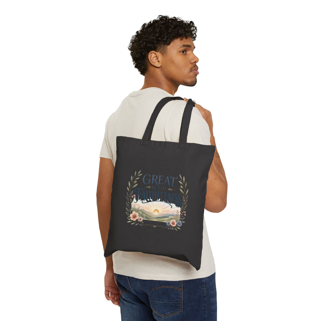 Great Is Thy Faithfulness Tote Bag, Lamentations 3:23 Canvas Tote, Bible Verse Bag, Christian Church Tote, Faith Gift