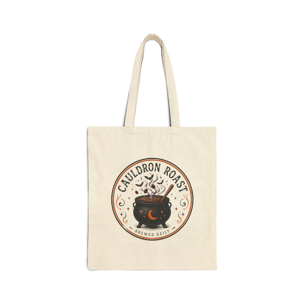 Cauldron Roast Tote Bag, Witch Coffee Halloween Canvas Tote, Witchy Coffee Lover Bag, Spooky Season Tote, Fall Market Bag