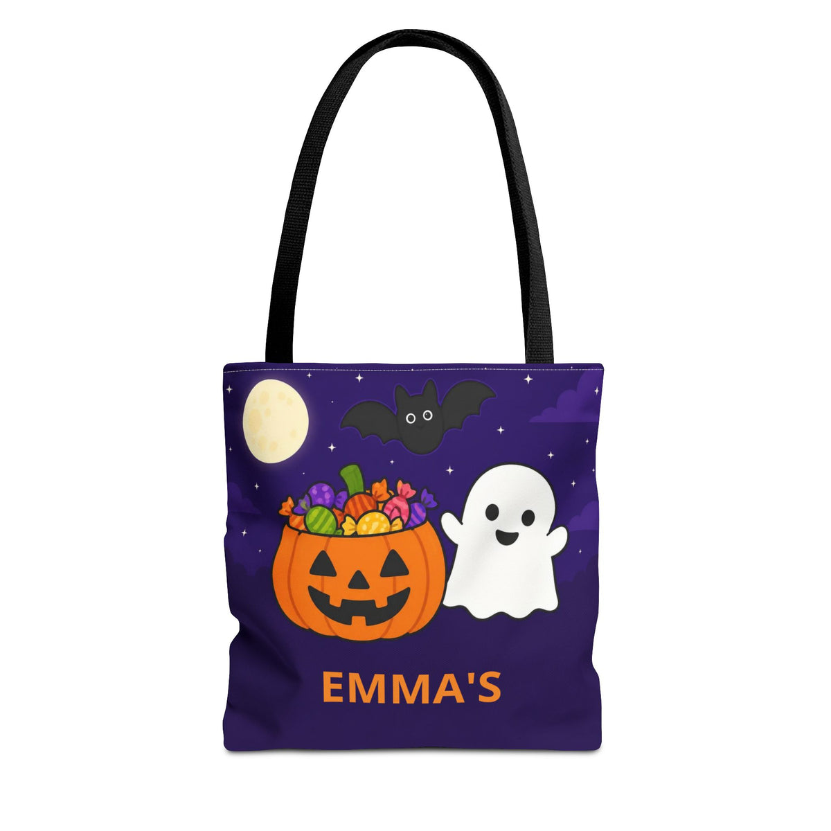 Personalized Trick or Treat Bag, Kids Halloween Tote With Name, Custom Candy Bag, Cute Pumpkin Ghost Treat Bag, Halloween Basket for Kids