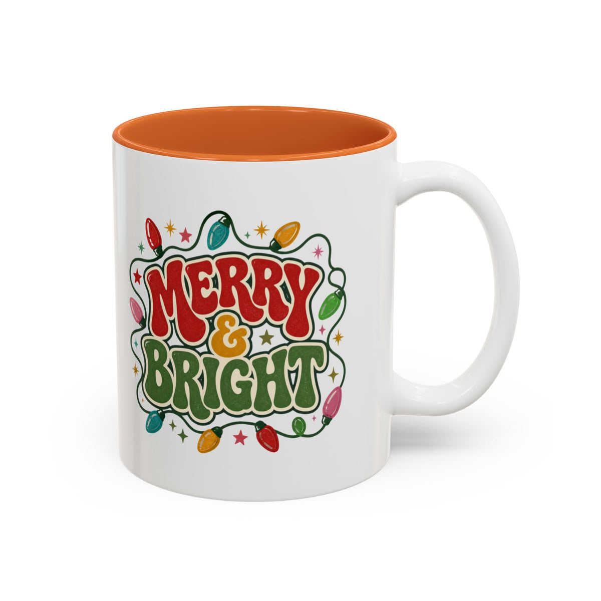 Merry and Bright Mug, Retro Christmas Coffee Mug, Groovy Christmas Lights Cup, Vintage Holiday Mug, Cute Christmas Gift