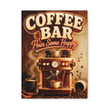 Coffee Bar Sign Canvas, Pour Some Happy Wall Art, Retro Espresso Kitchen Decor, Coffee Station Print, Coffee Lover Gift, Vertical Canvas