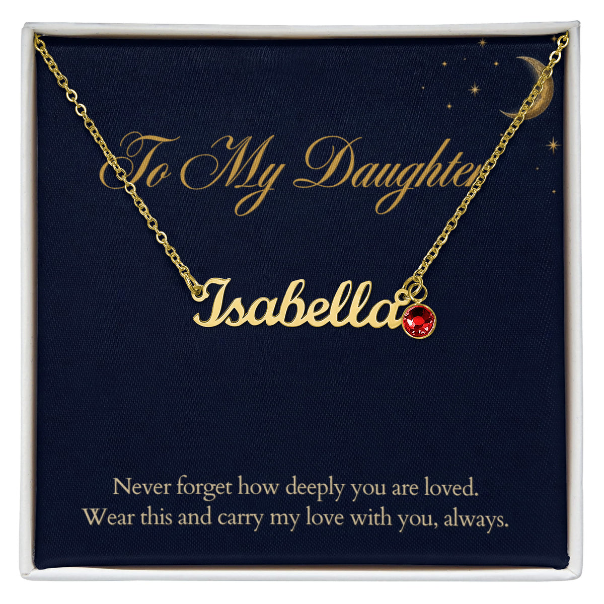 Personalized Birthstone Name Necklace for Daughter, Custom Name Necklace with Birthstone and To My Daughter Card, Christmas Gift