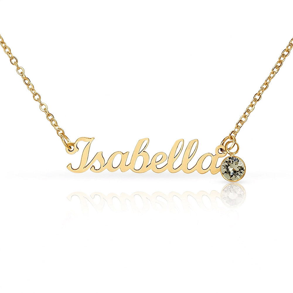 Personalized Birthstone Name Necklace for Daughter, Custom Name Necklace with Birthstone and To My Daughter Card, Christmas Gift