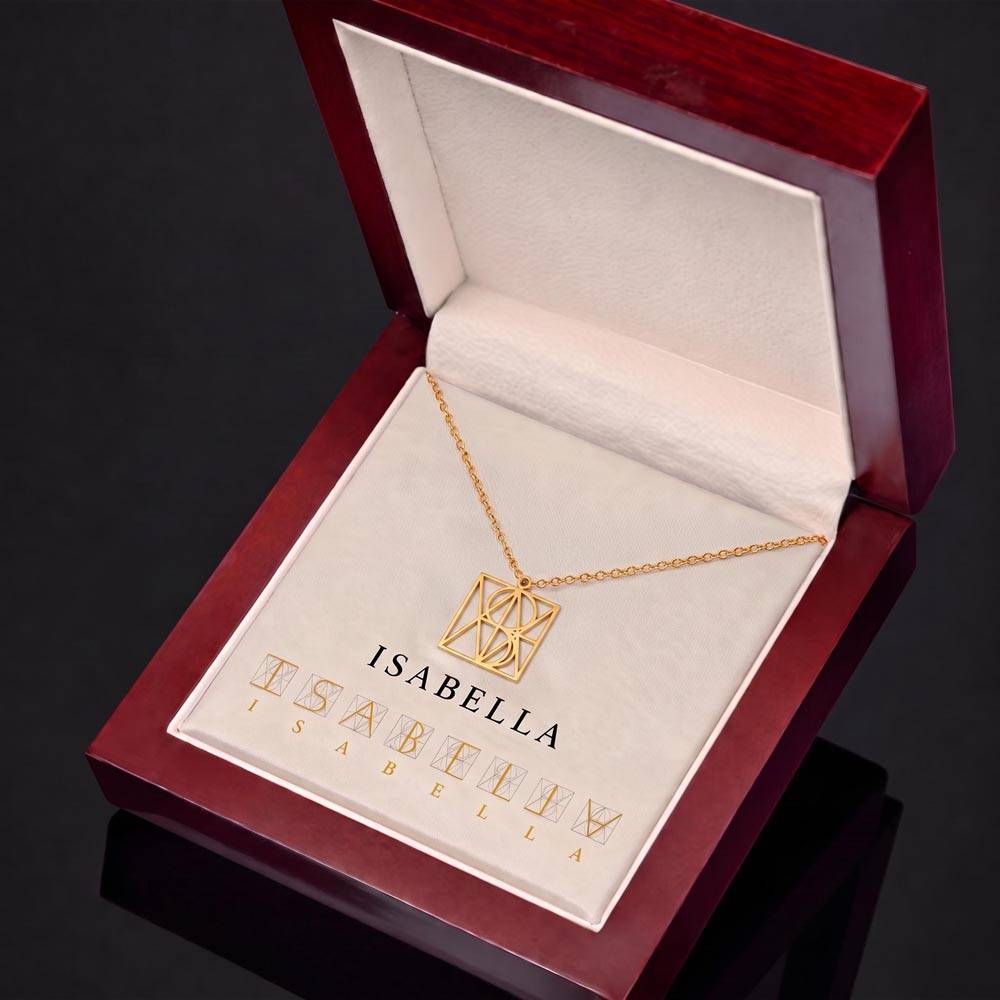 Custom Monogram Necklace, Personalized Initials Necklace in Gold or Silver, Modern Monogram Pendant, Gift for Her
