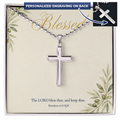 Personalized Cross Necklace, Engraved Cross Pendant with Blessed KJV Verse Card, Christian Faith Gift for Her