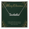 Personalized Name Necklace Christmas Gift, Custom Cursive Name Necklace with Merry Christmas Card