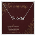 Name Necklace for Wife, Personalized Cursive Name Necklace with To My Wife Card, Anniversary or Christmas Gift for Wife