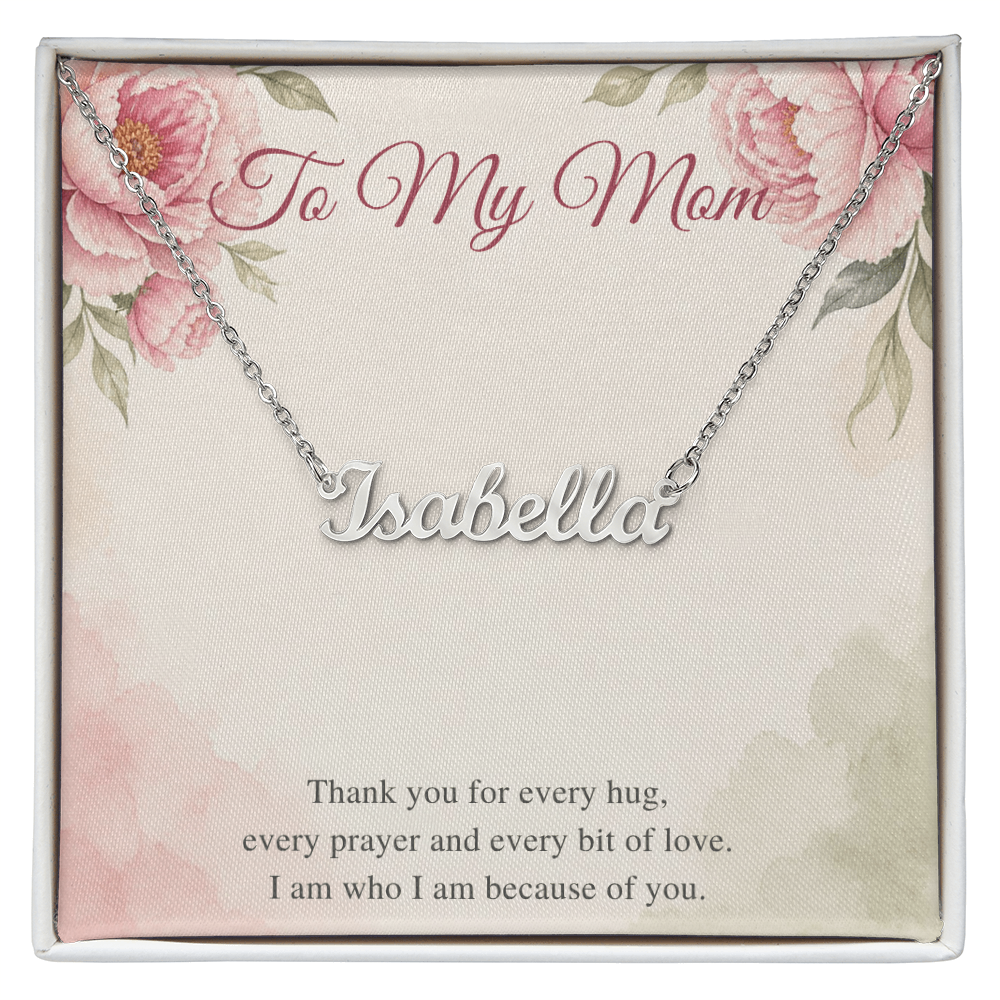 Name Necklace for Mom, Personalized Cursive Name Necklace with To My Mom Card, Christmas or Birthday Gift for Mom from Daughter