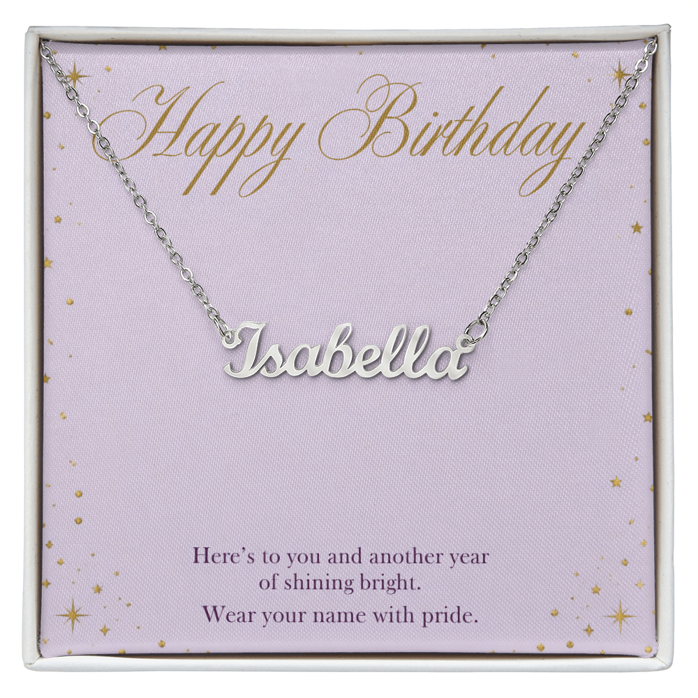 Birthday Name Necklace, Personalized Cursive Name Necklace with Happy Birthday Card, Birthday Gift for Her, Best Friend or Daughter