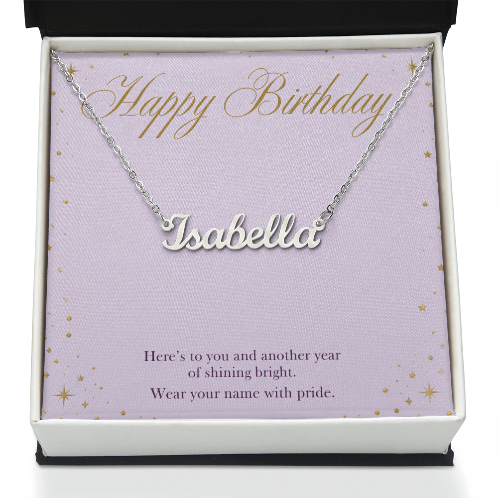 Birthday Name Necklace, Personalized Cursive Name Necklace with Happy Birthday Card, Birthday Gift for Her, Best Friend or Daughter