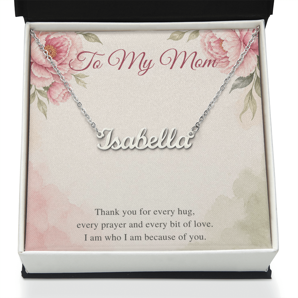 Name Necklace for Mom, Personalized Cursive Name Necklace with To My Mom Card, Christmas or Birthday Gift for Mom from Daughter