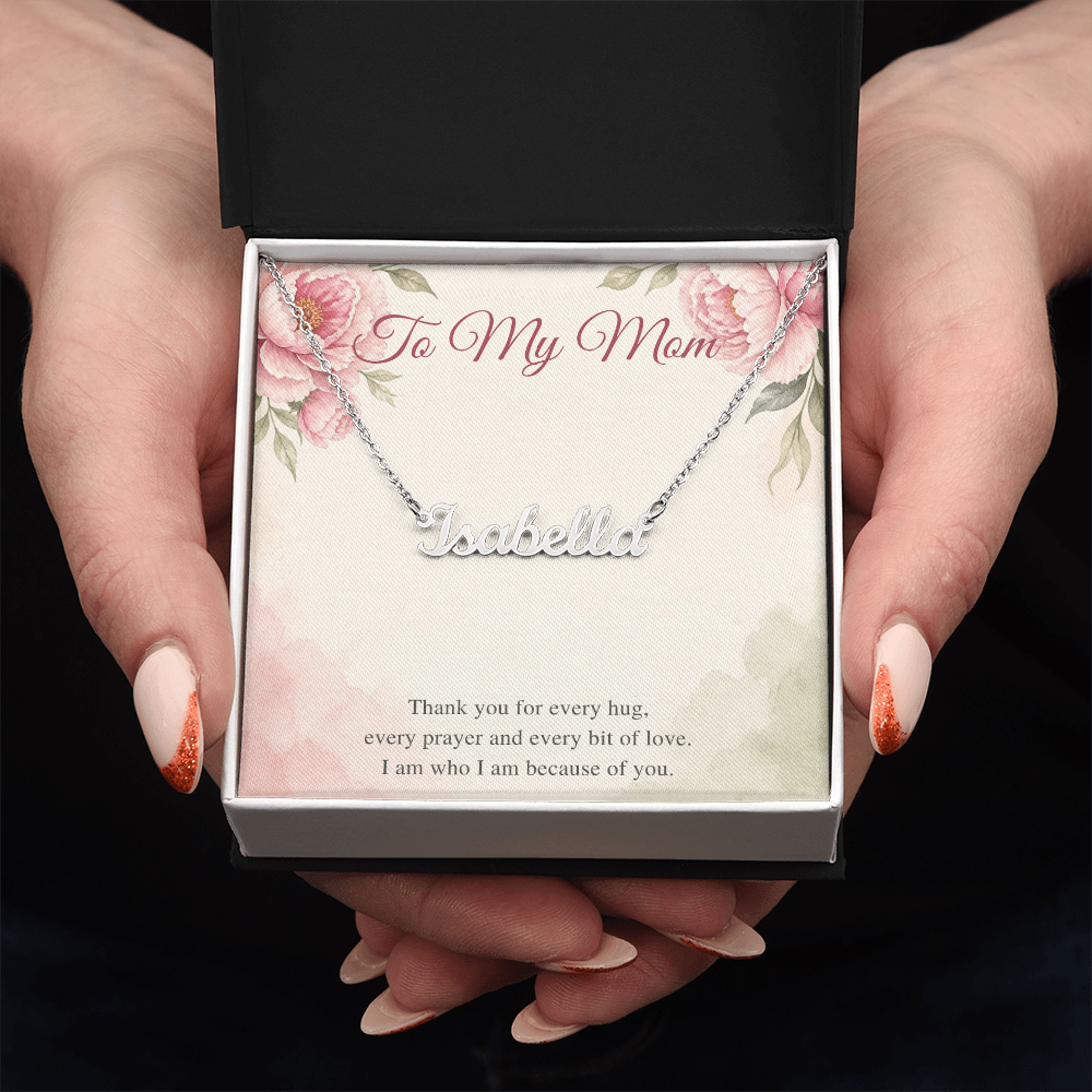 Name Necklace for Mom, Personalized Cursive Name Necklace with To My Mom Card, Christmas or Birthday Gift for Mom from Daughter