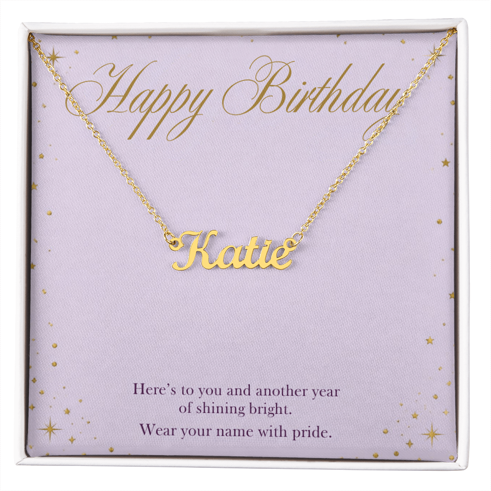 Birthday Name Necklace, Personalized Cursive Name Necklace with Happy Birthday Card, Birthday Gift for Her, Best Friend or Daughter