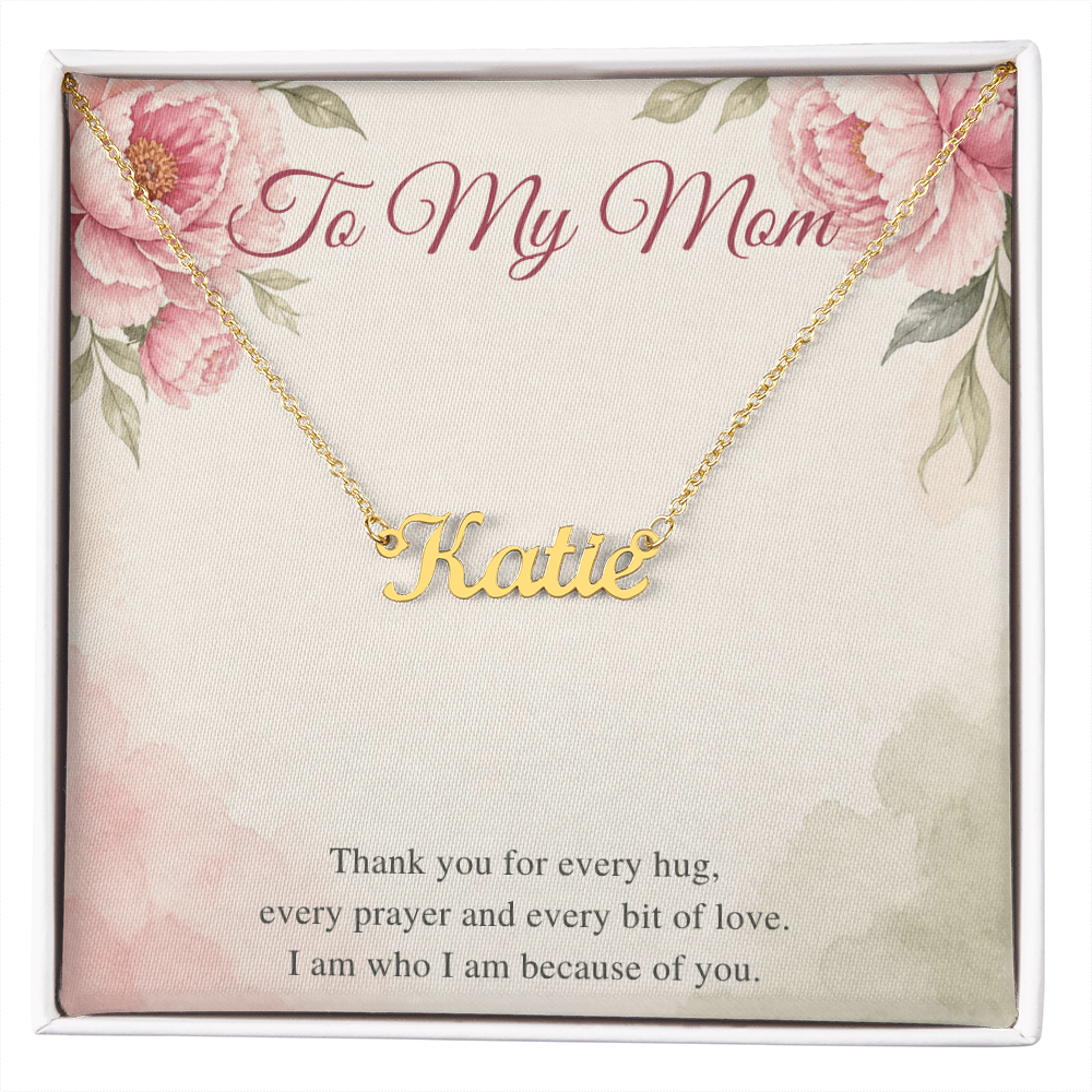 Name Necklace for Mom, Personalized Cursive Name Necklace with To My Mom Card, Christmas or Birthday Gift for Mom from Daughter