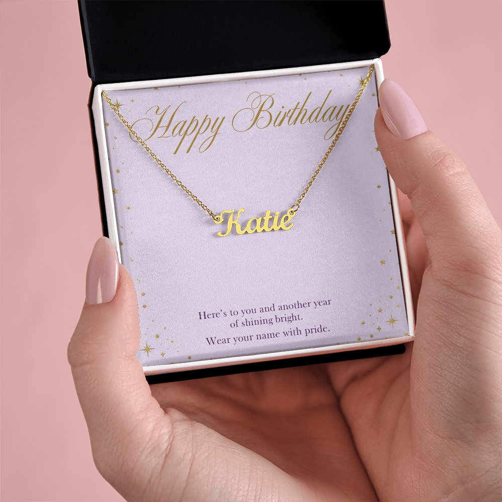 Birthday Name Necklace, Personalized Cursive Name Necklace with Happy Birthday Card, Birthday Gift for Her, Best Friend or Daughter