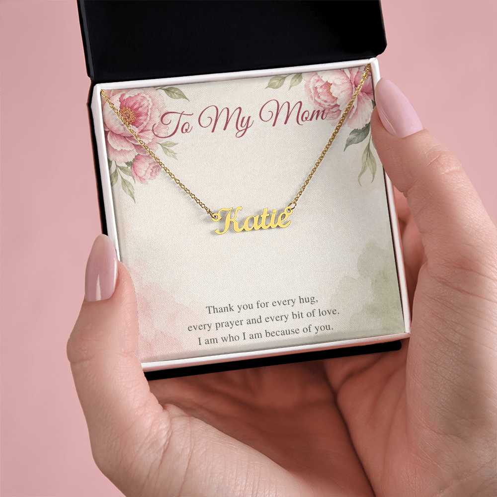 Name Necklace for Mom, Personalized Cursive Name Necklace with To My Mom Card, Christmas or Birthday Gift for Mom from Daughter