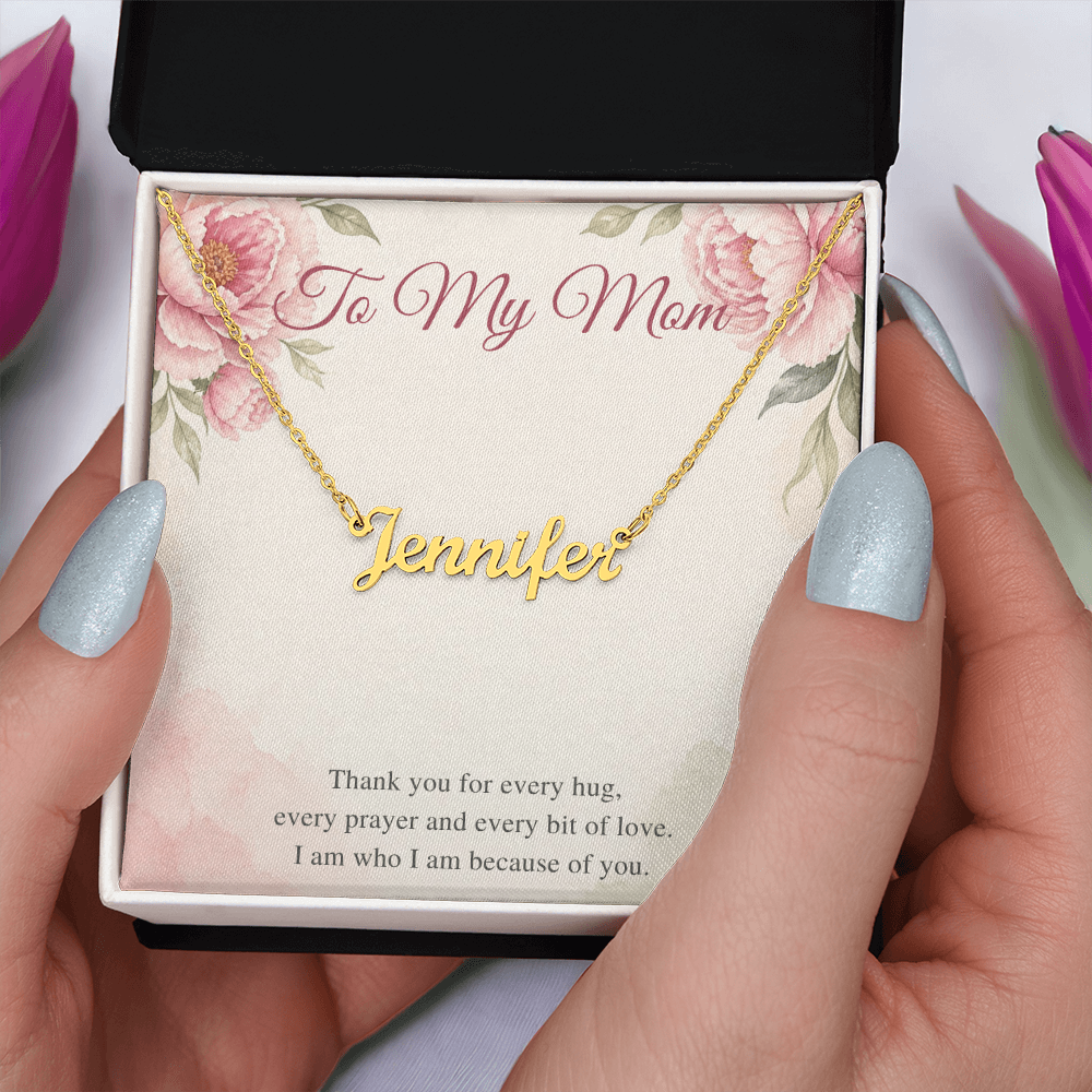 Name Necklace for Mom, Personalized Cursive Name Necklace with To My Mom Card, Christmas or Birthday Gift for Mom from Daughter