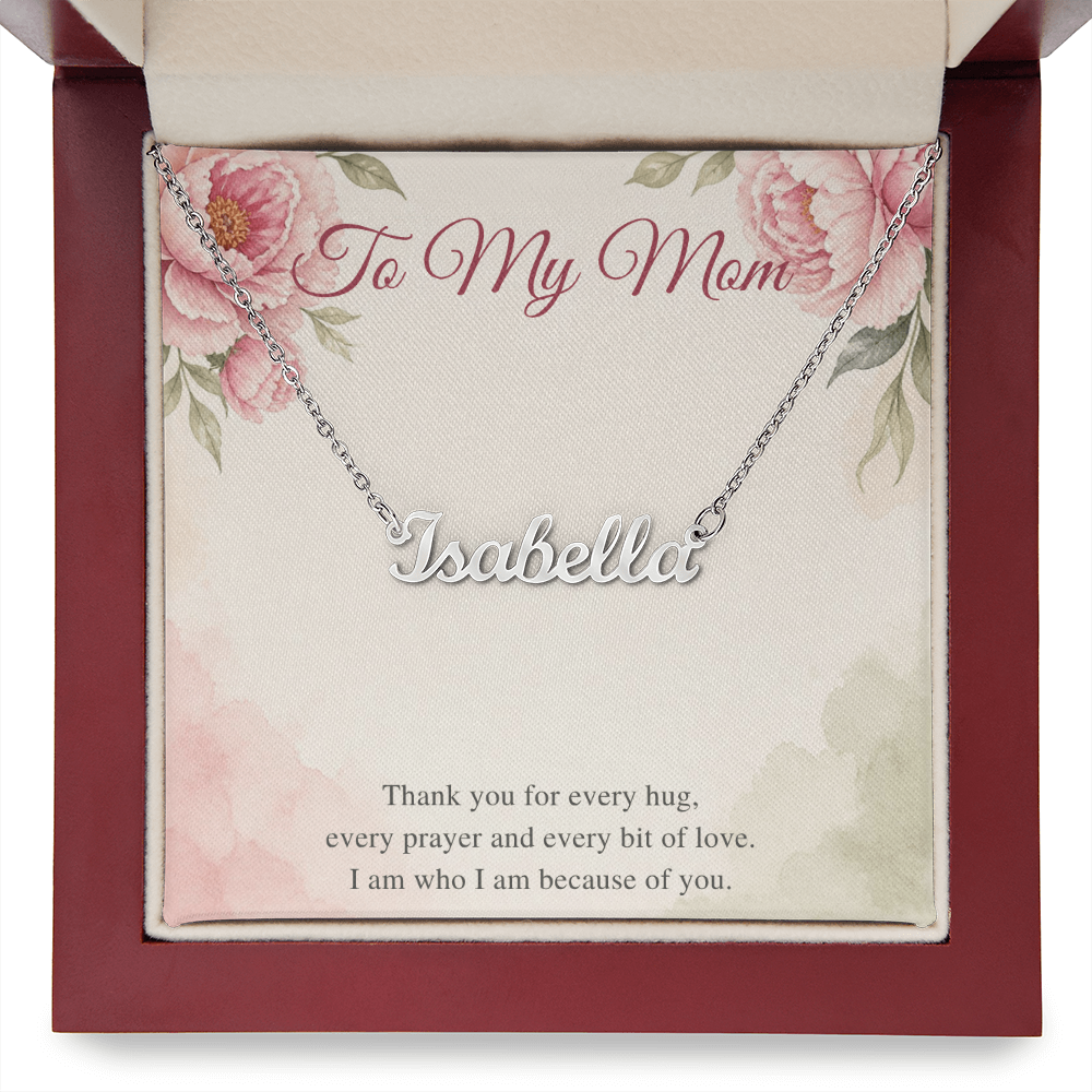 Name Necklace for Mom, Personalized Cursive Name Necklace with To My Mom Card, Christmas or Birthday Gift for Mom from Daughter