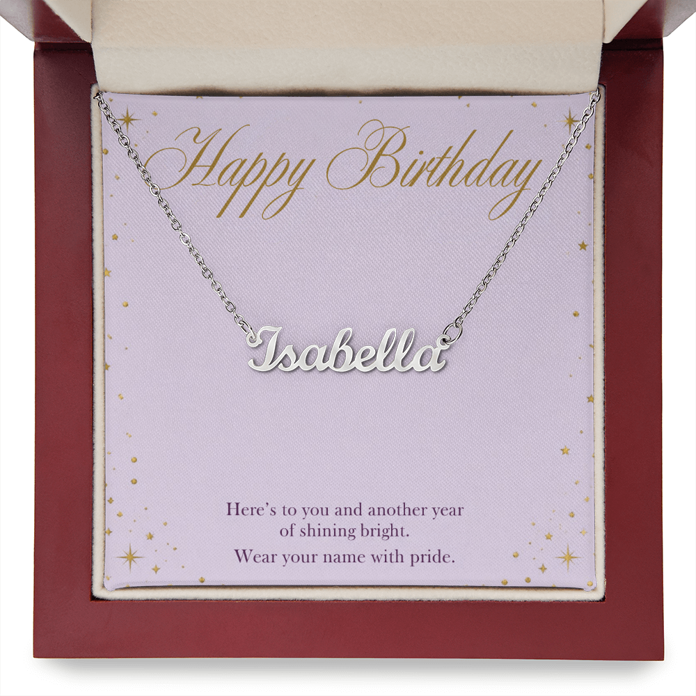 Birthday Name Necklace, Personalized Cursive Name Necklace with Happy Birthday Card, Birthday Gift for Her, Best Friend or Daughter