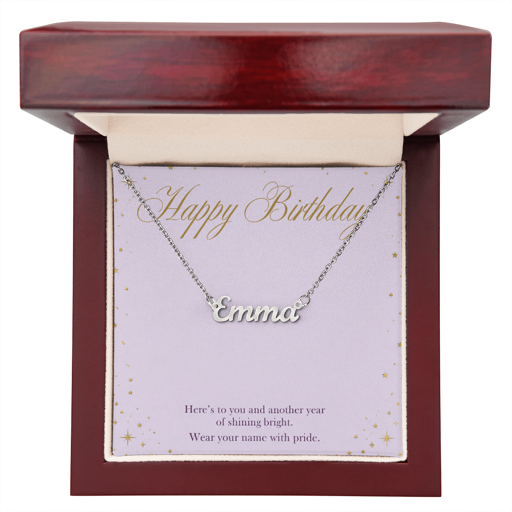 Birthday Name Necklace, Personalized Cursive Name Necklace with Happy Birthday Card, Birthday Gift for Her, Best Friend or Daughter